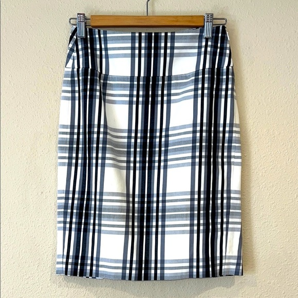 Women’s Club Monaco window pane plaid side zip fitted skirt size 0 - Picture 1 of 5